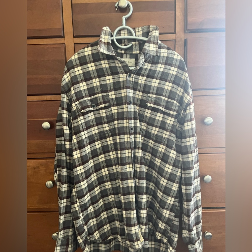 Jachs XL Brown and Cream Plaid Shirt